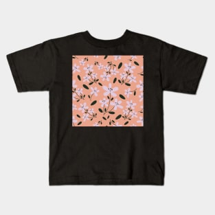 Ditsy Florals in Peach Kids T-Shirt